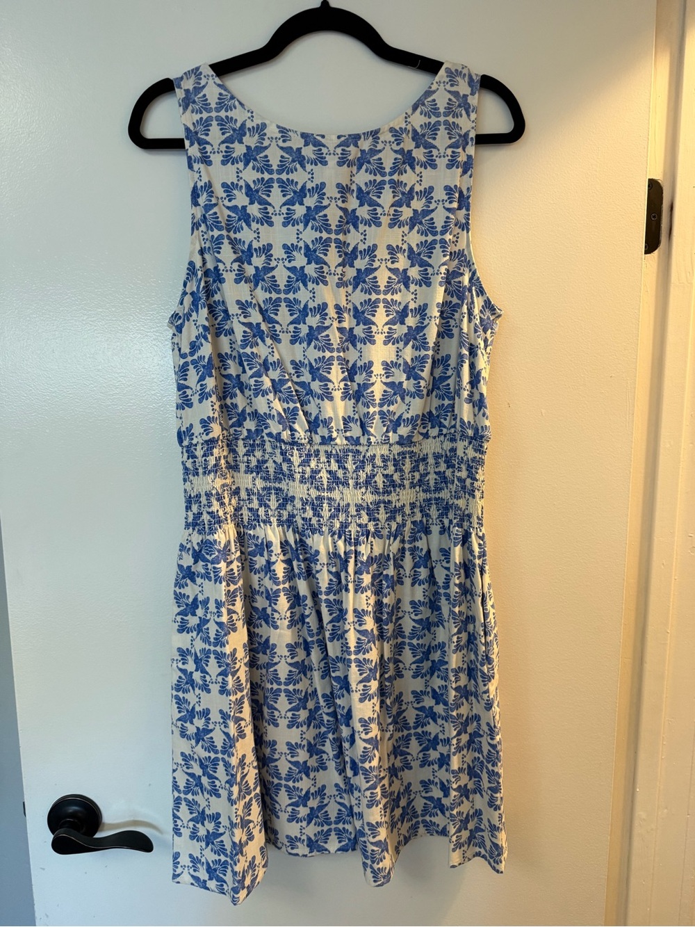 Universal Thread White Mini Dress with Blue Floral Print
